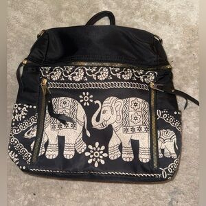 Black and White Elephant Print Backpack/crossbody